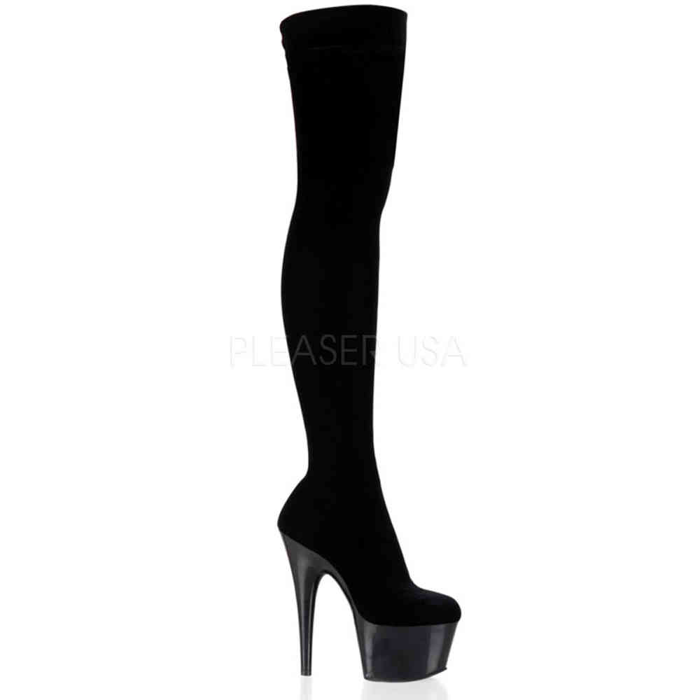 Pleaser - ADORE3002 Plattform Overknee Stiefel - Pole dance schuhe - Schwarz